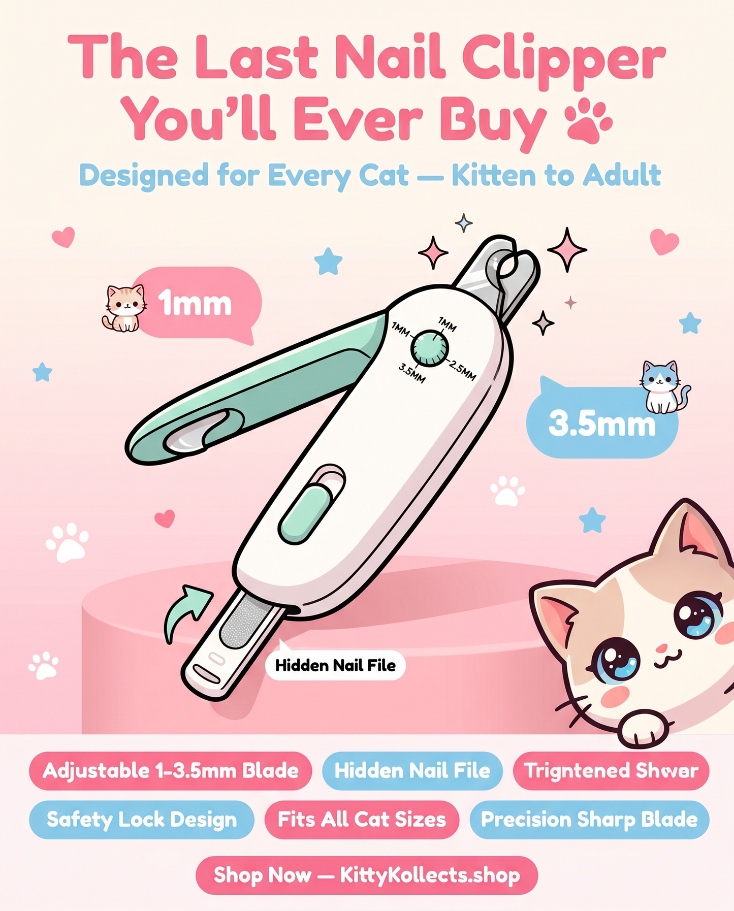Kitty Nail Trimmer with Nail Catcher
